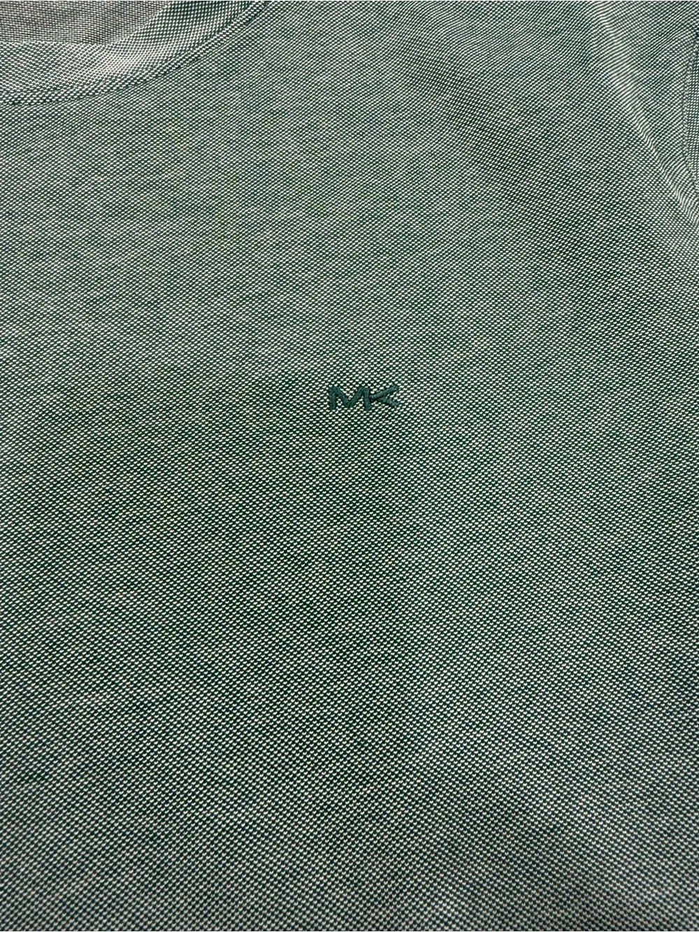 Michael Kors Green Birdseye Knit Crewneck Tee Shirt Small MK Logo